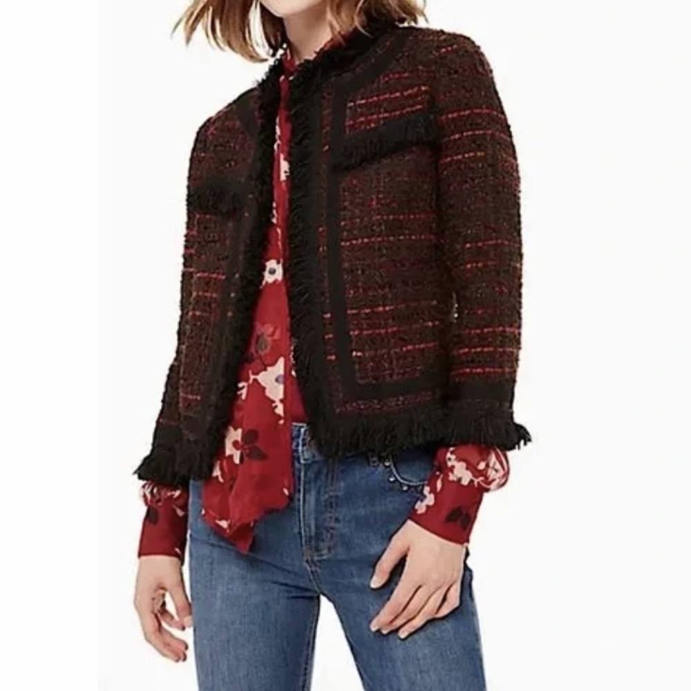 Kate spade multi fringe jacket in bittersweet sz 8